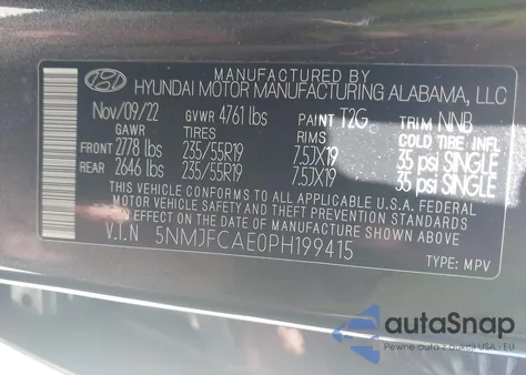 2023 Hyundai Tucson Sel z USA, uszkodzony, nr VIN 5NMJFCAE0PH199415